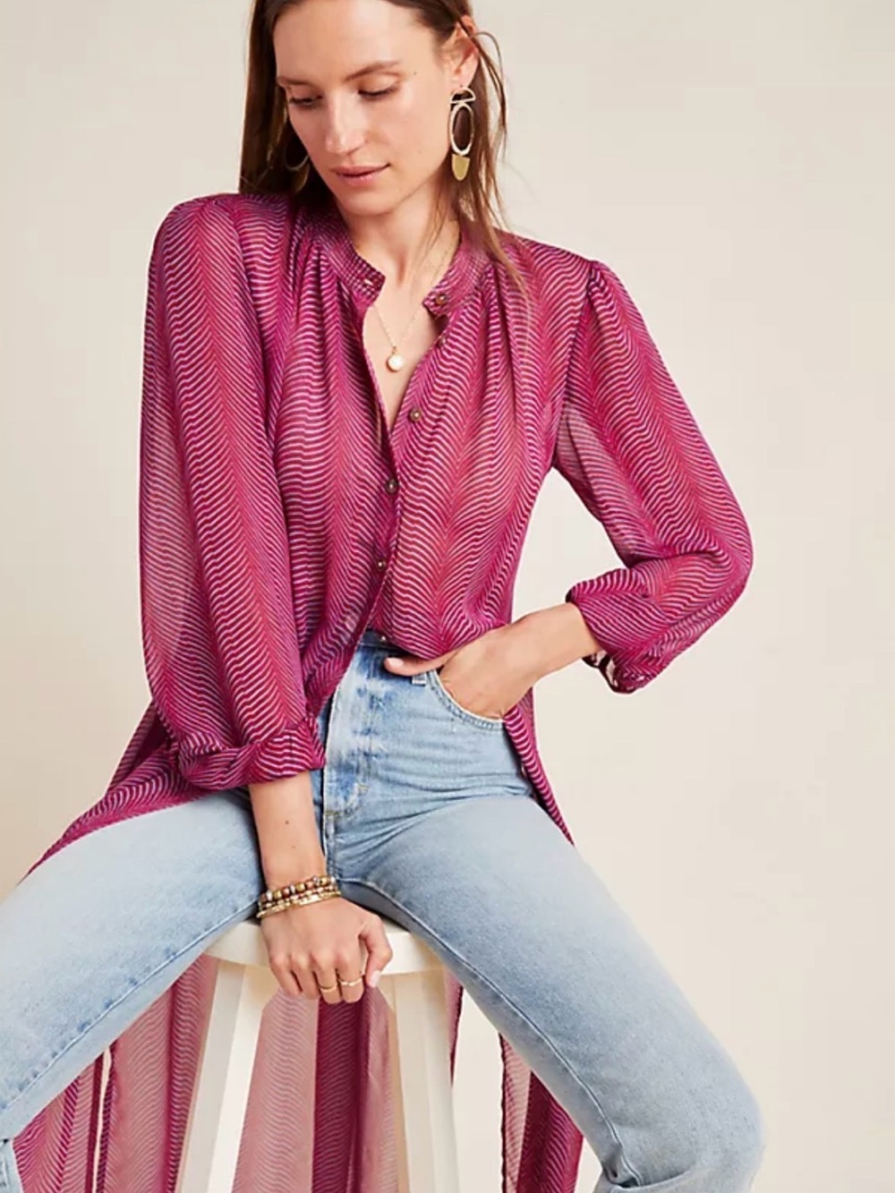 Maeve for Anthropologie Imogen Sheer Tunic Size 10